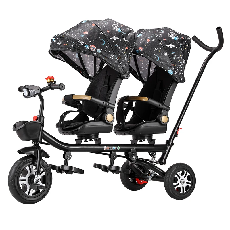 Triciclo doble infantil con barandilla y asiento desmontable - imagen 2