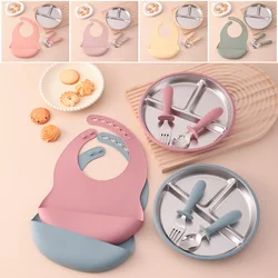Vajilla de destete infantil de silicona y acero inoxidable sin BPA