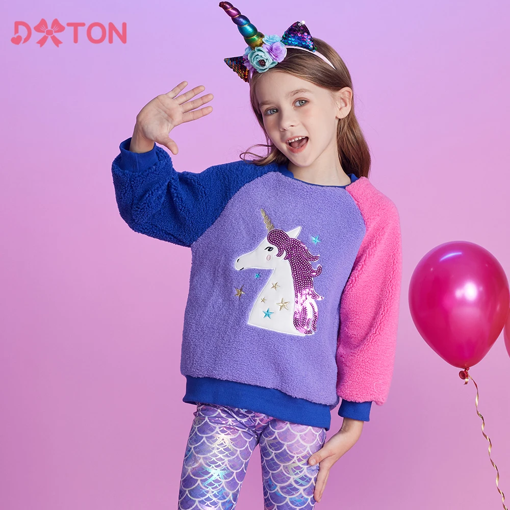 Sudadera polar infantil DXTON con aplique de unicornio invierno
