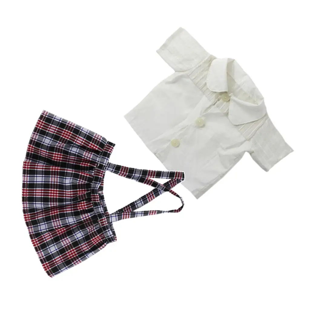 Ropa para muñecas: conjunto falda con tirantes y camisa blanca - imagen 5