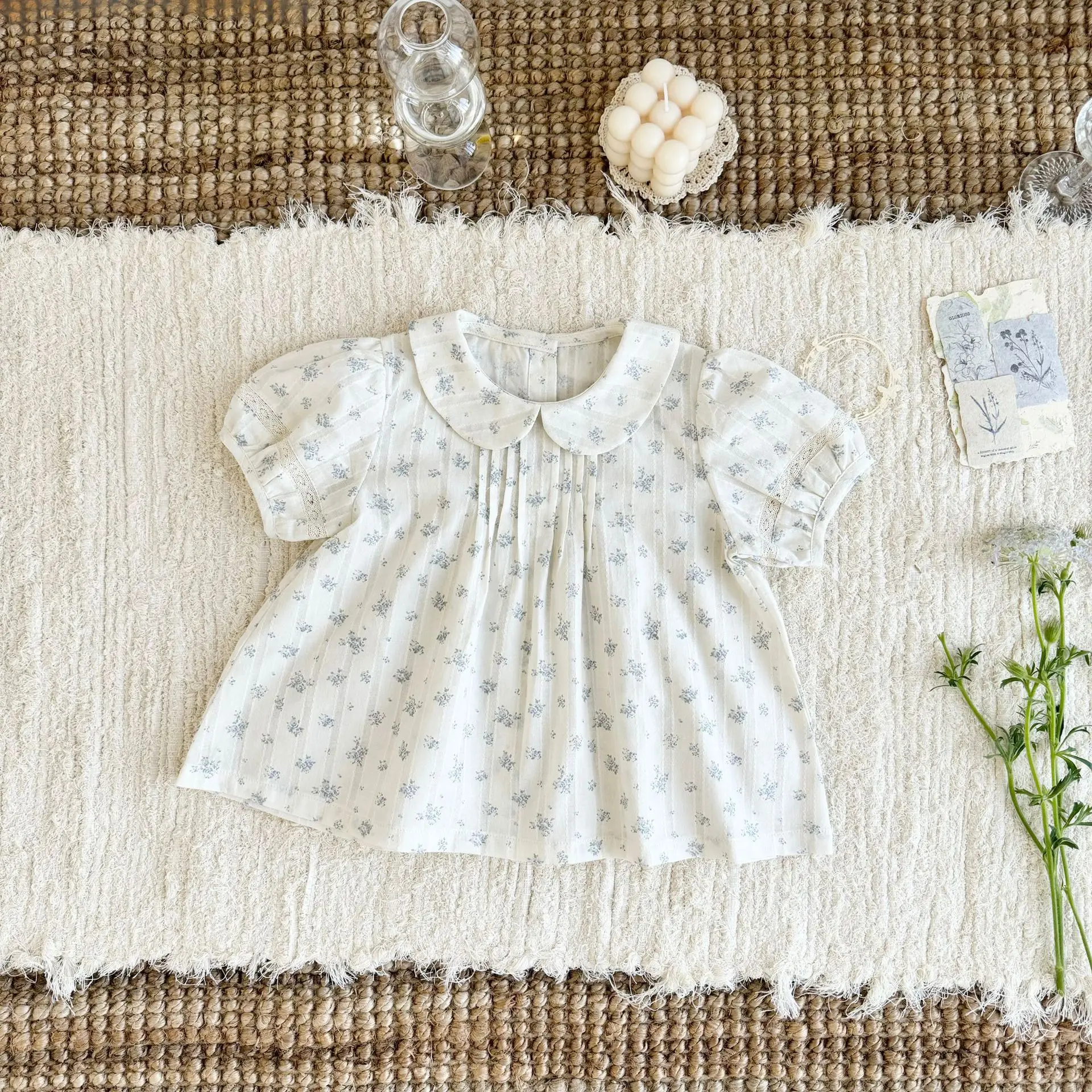 Camisa de verano de niña de algodón con estampado floral manga corta - imagen 5