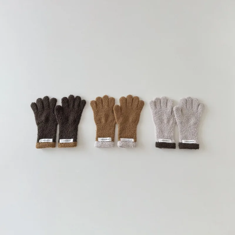 Guantes de invierno para niños y niñas con franjas coloridas y 5 dedos - imagen 3