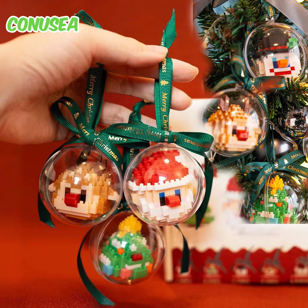 Micro bloques de construcción de Navidad con bola decorativa colgante - imagen 2