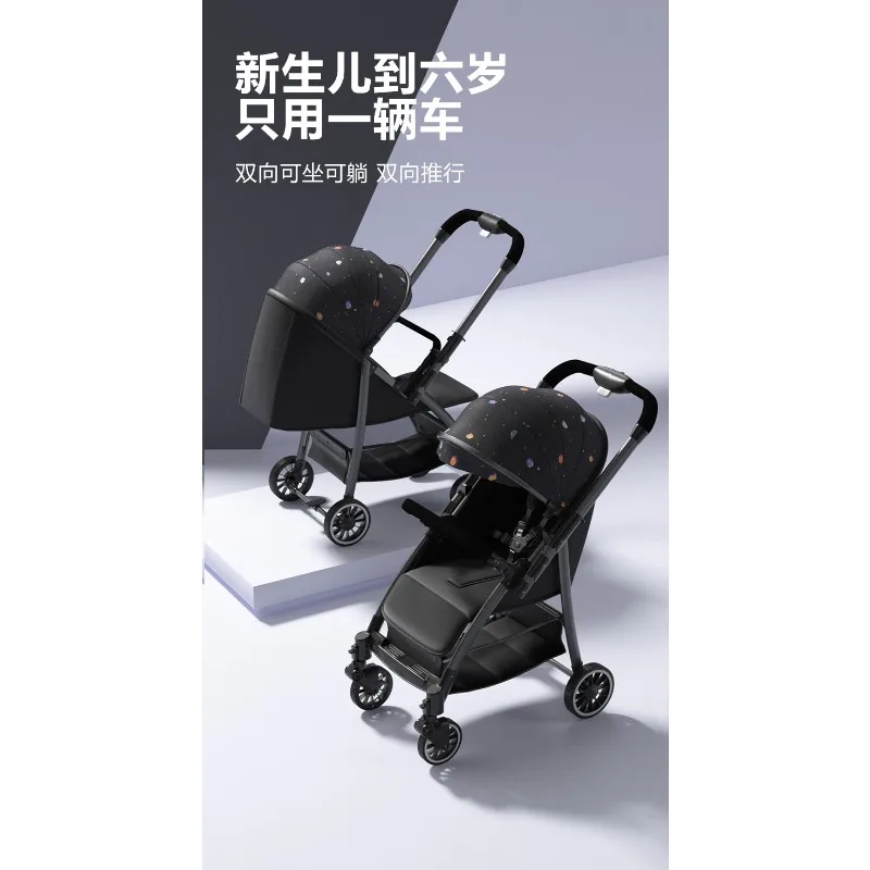 Carrito de bebé bidireccional reclinable portátil, plegado ligero - imagen 4