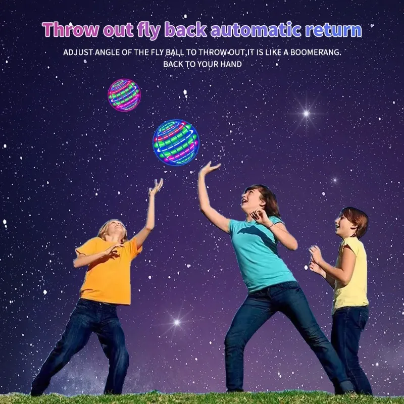 Bola voladora con luces LED para niños, boomerang de mano