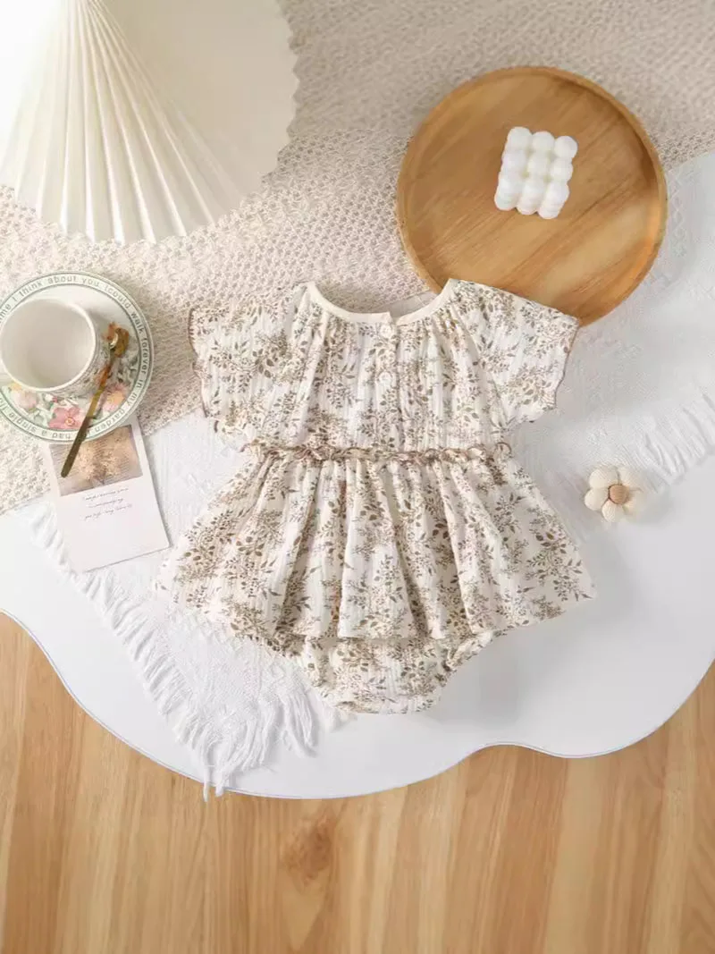 Body de verano holgado, una pieza, para niña con estampado floral - imagen 5