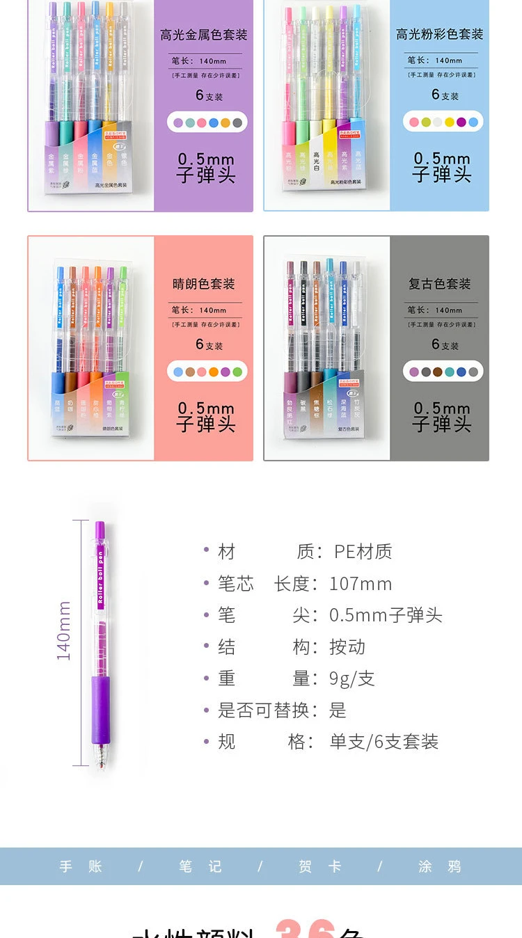 Pluma de gel Kawaii azul