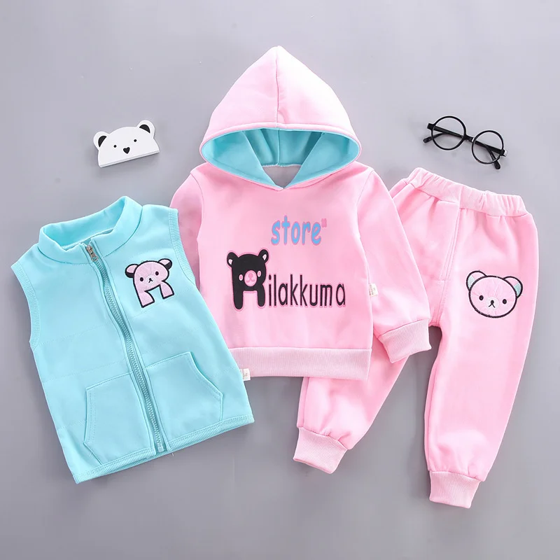 Conjunto de lana gruesa infantil con capucha para invierno - imagen 2