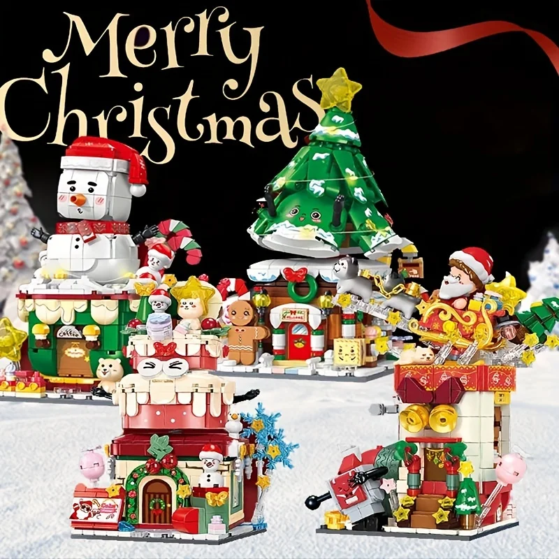 Bloques construcción Navidad con trineo y muñeco de nieve - imagen 2