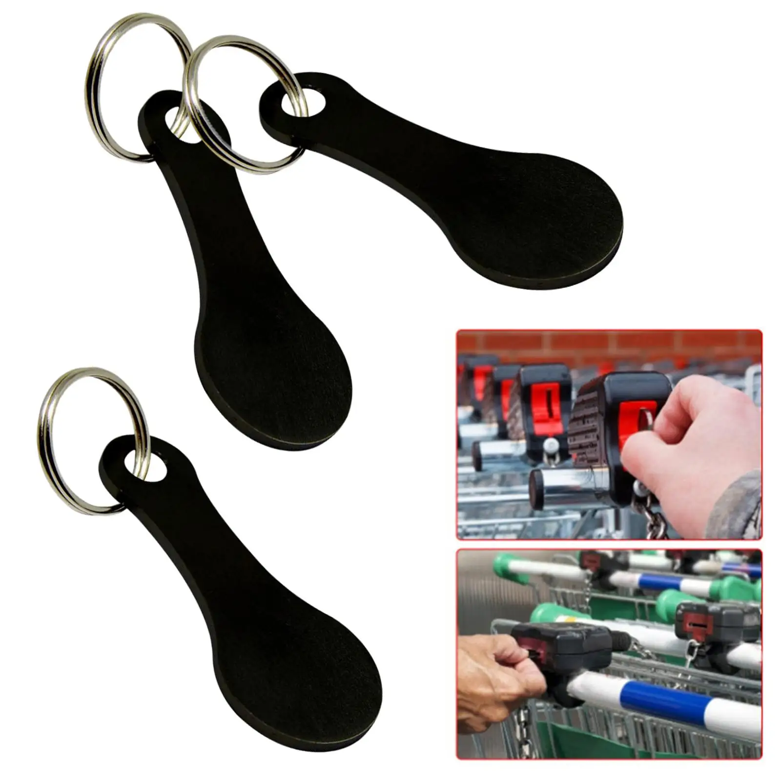 Llavero metálico con ficha para carrito de compra y llaves - imagen 3