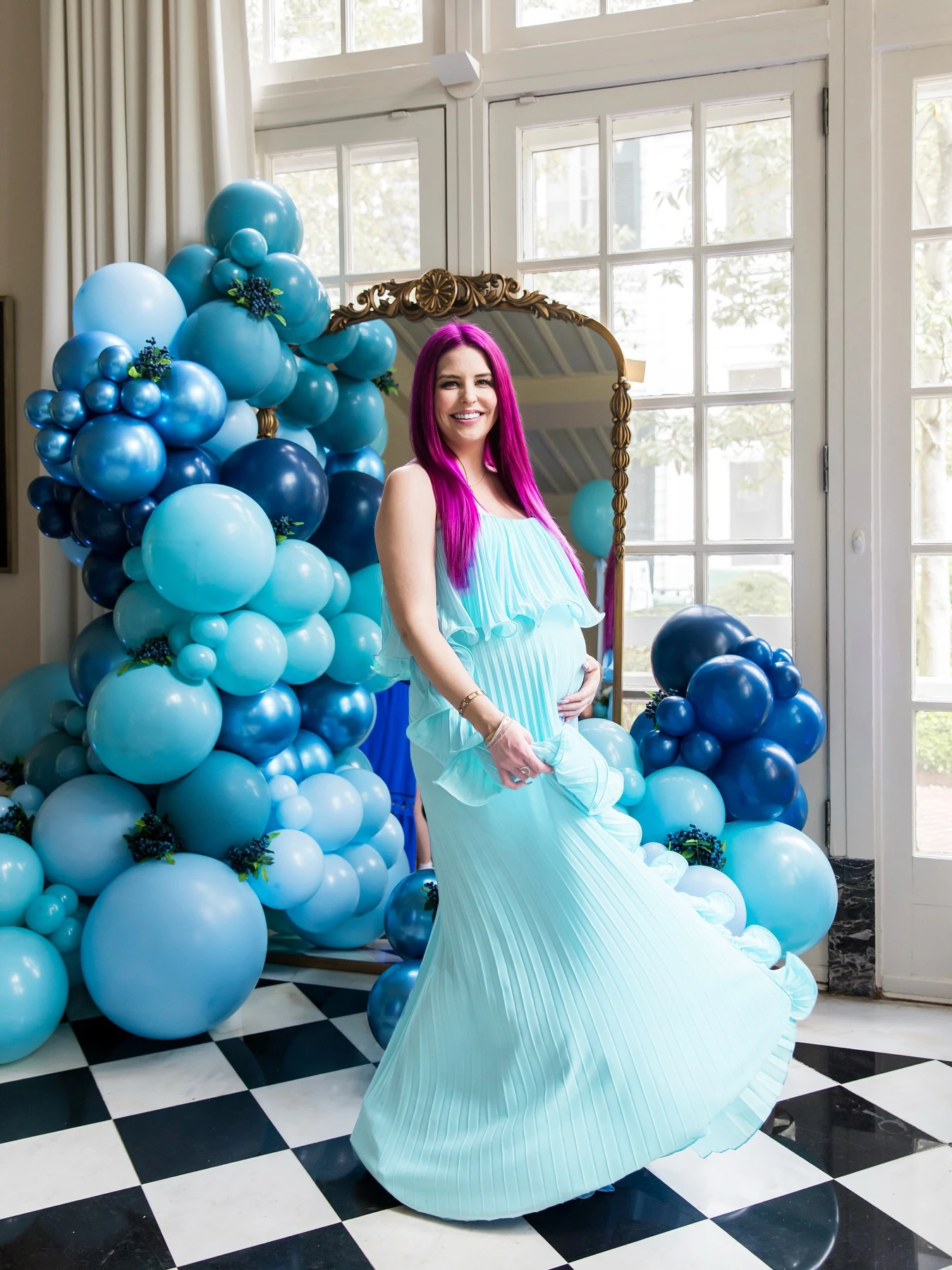 Vestido de maternidad elegante de gasa para sesión de fotos - imagen 5