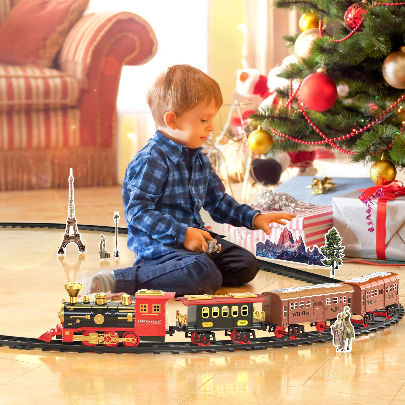 Tren eléctrico con locomotora de vapor en fundición a presión - imagen 3