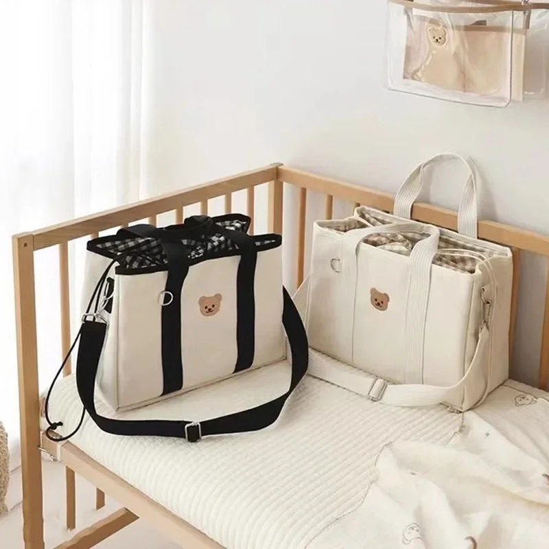 Bolsa de maternidad de lona grande – Organizador de pañales para mamá - imagen 3