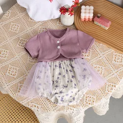 MILANCEL Conjunto de verano para niña: body y camisola de encaje