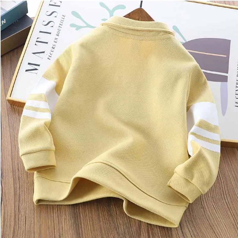 Jersey niño tipo polo de rayas manga larga para otoño