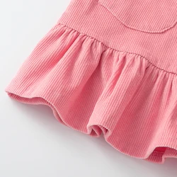 Milangel Vestido plisado de pana con cuello en V para niñas