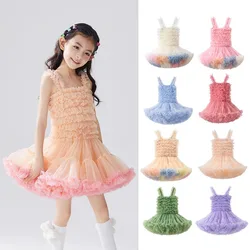 Vestido de princesa para niña sin tirantes con tul en capas