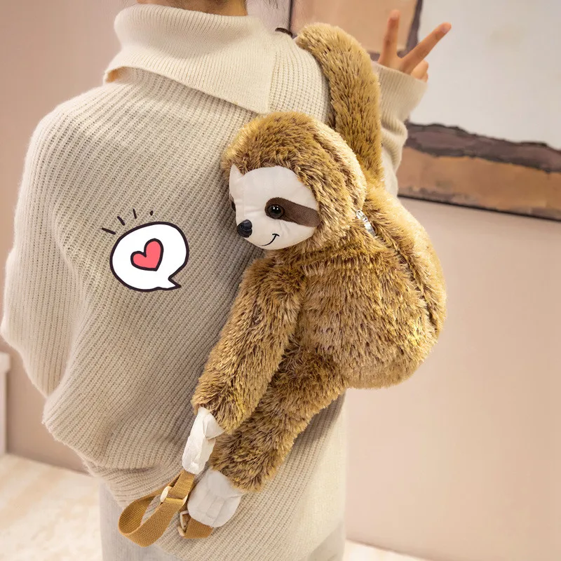Mochila infantil de peluche con forma de perezoso