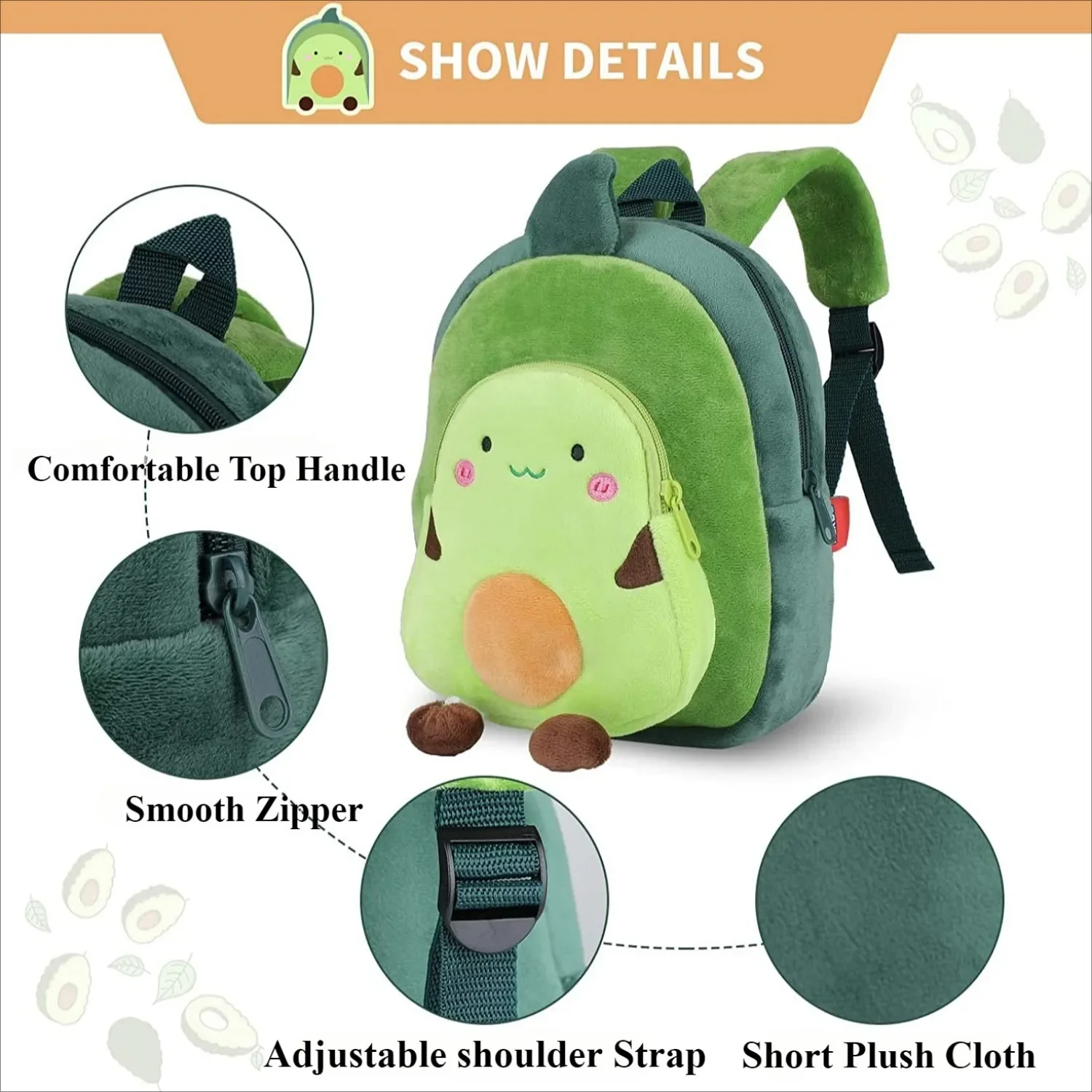 Mochila de felpa en forma de calabaza para niños
