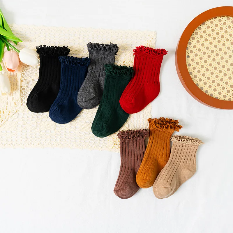 Calcetines cortos con volantes para niña – Algodón suave floral escolar - imagen 2