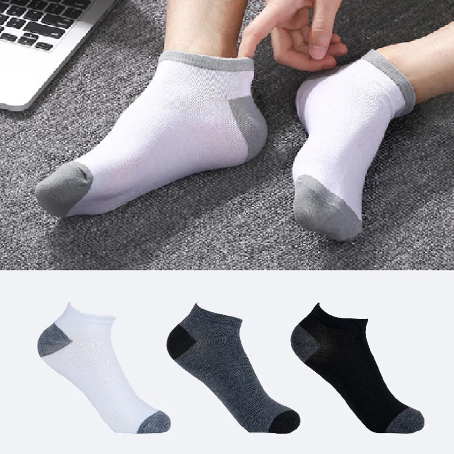 Calcetines cortos blancos y grises para hombre