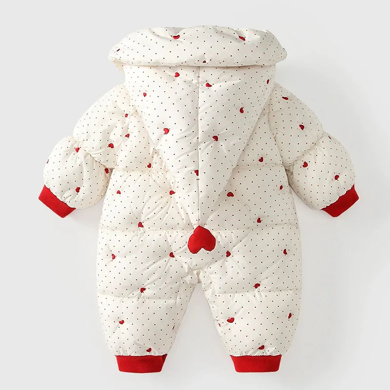 Pelele de invierno con capucha gruesa y puntos princesa para bebé - imagen 4