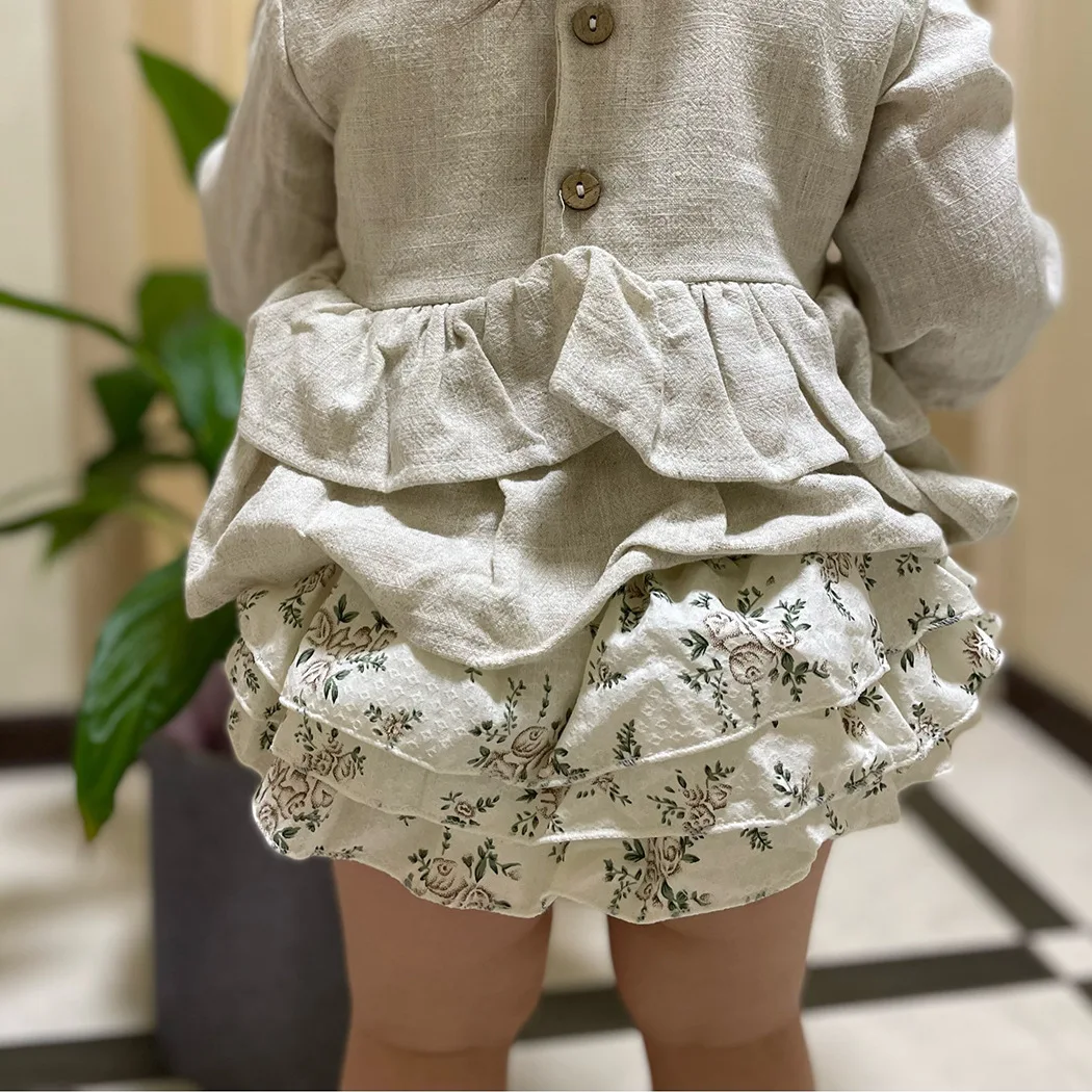 Falda tutú floral doble capa con pantalón corto de algodón - imagen 5