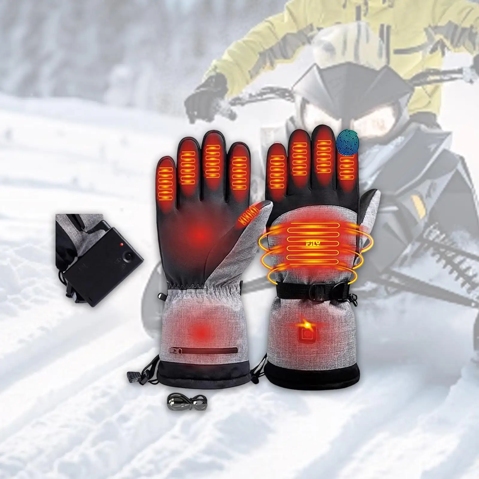 Guantes de invierno calefactables a prueba de viento antideslizantes - imagen 4