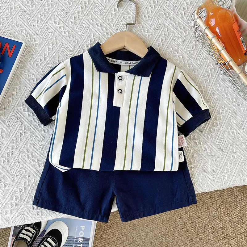 Conjunto verano bebé de algodón a rayas manga corta y pantalón - imagen 5