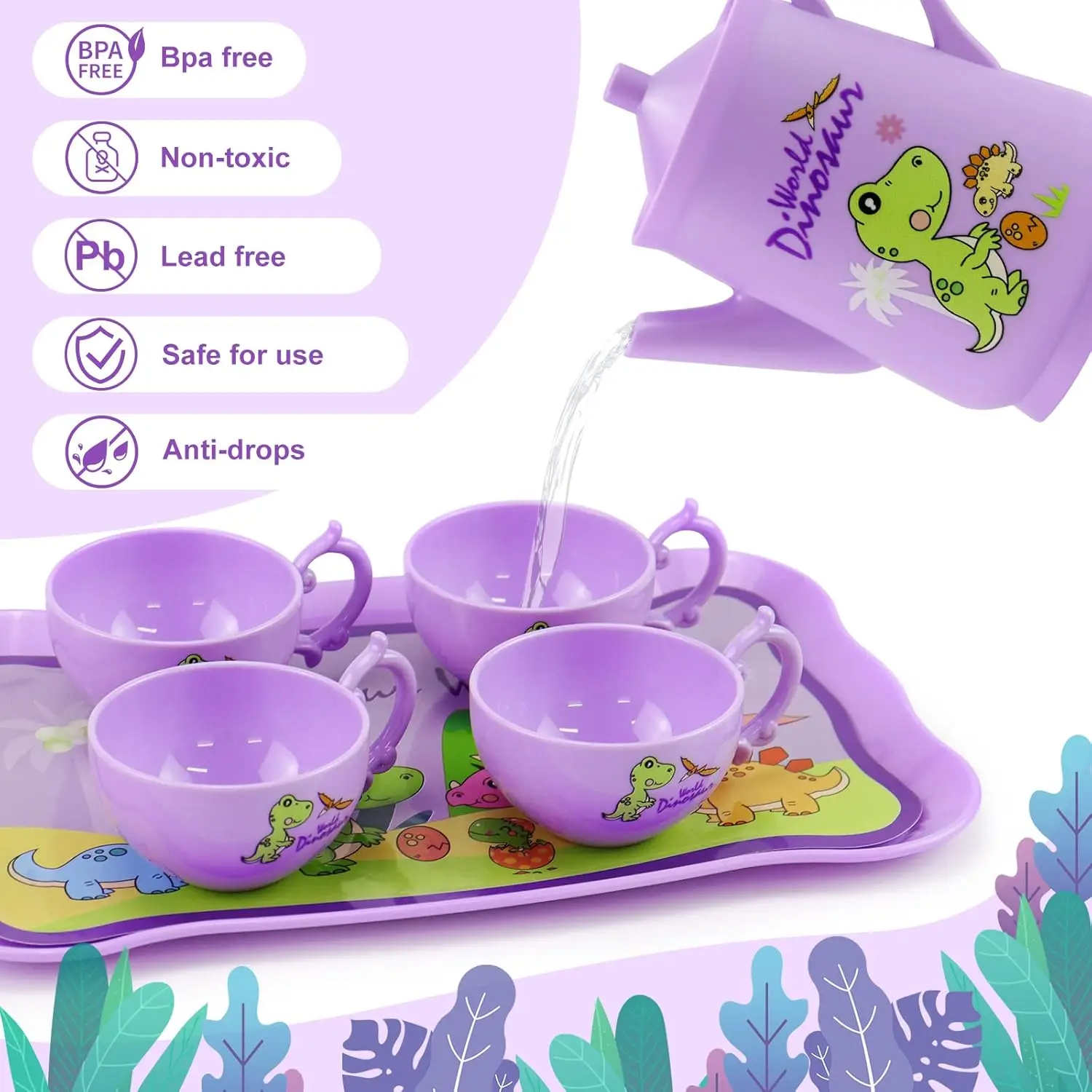 Juego de té dinosaurios para niñas, set tetera infantil - imagen 2