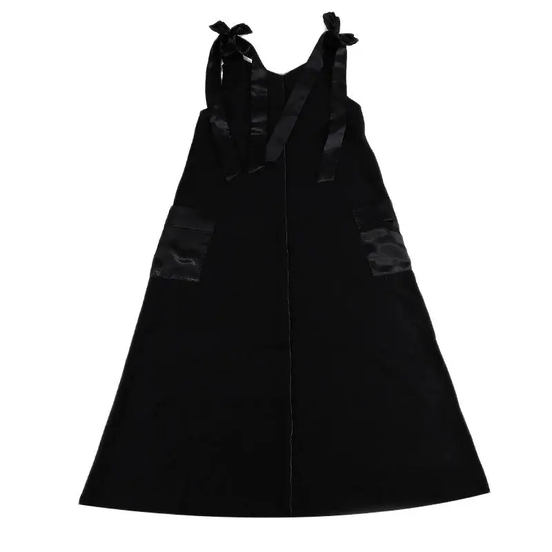 I-love-ali Vestido de satén negro sin mangas para niñas Verano