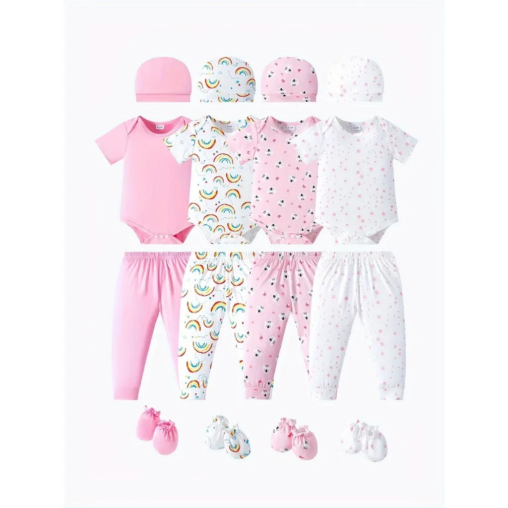 Conjunto verano bebé niña 0-12 meses: pelele con pantalón y gorra
