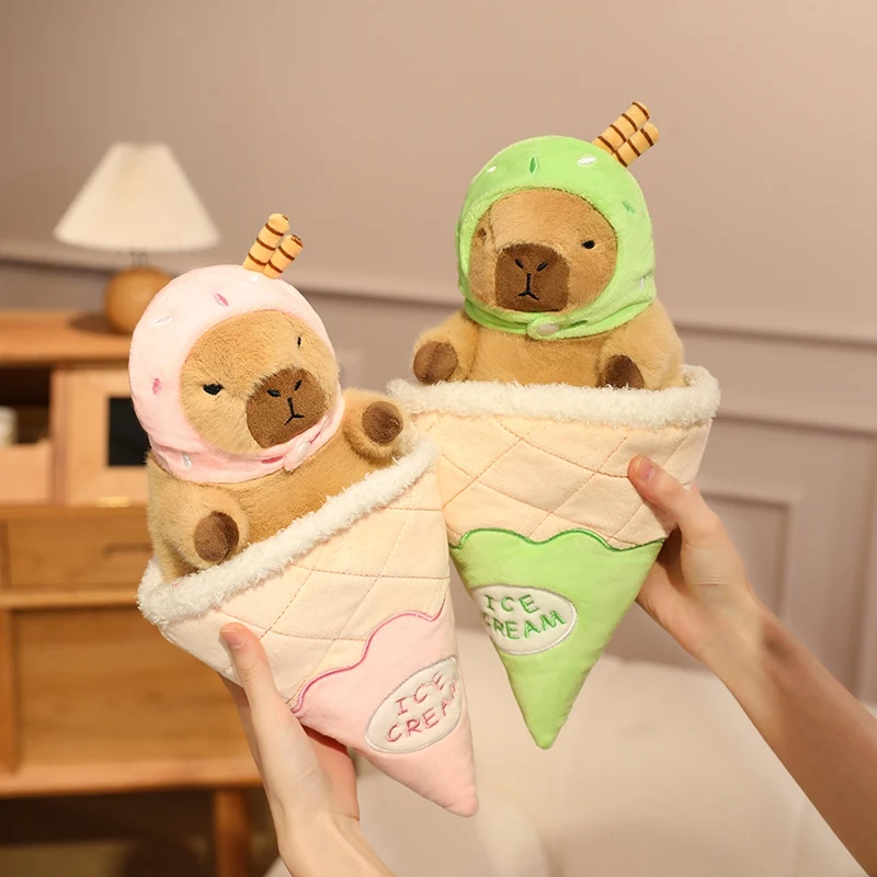 Peluche capibara tierno con forma de helado, almohada suave infantil - imagen 3