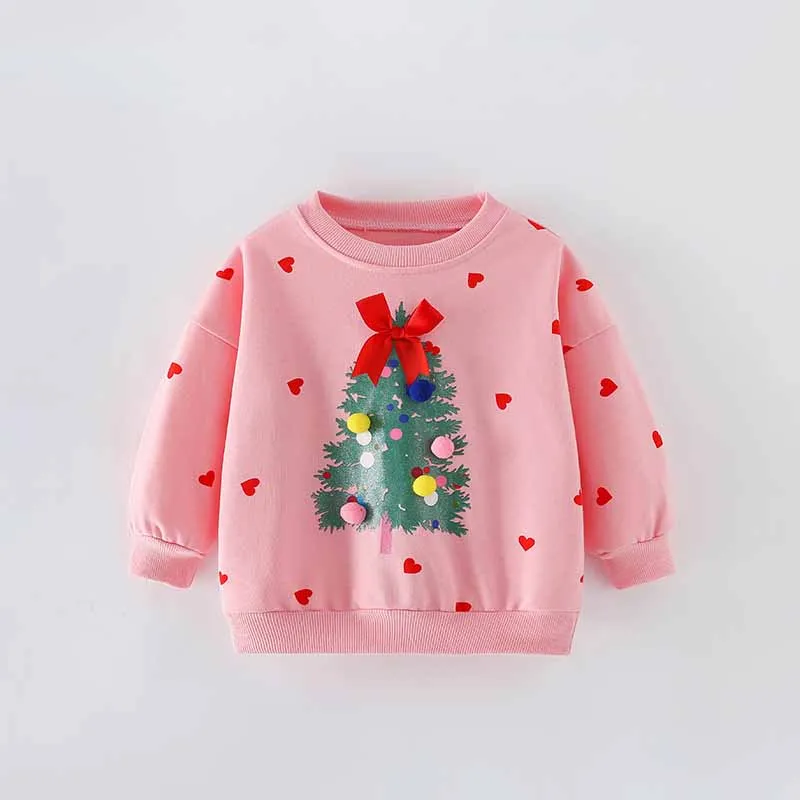 Sudadera navideña para niñas de cuello redondo cálida manga larga - imagen 5