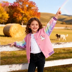 DXTON Chaqueta de béisbol infantil cálida con unicornio para invierno