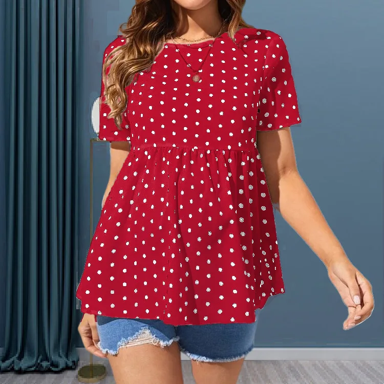 Camiseta de embarazo manga corta con lunares, cómoda - imagen 2