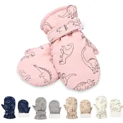 Guantes de invierno bebé con forro polar grueso y dinosaurios
