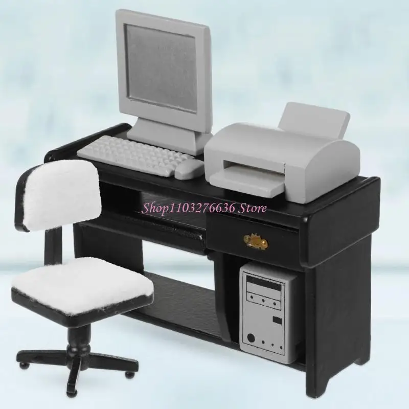 Set muebles de oficina para casa muñecas escritorio silla impresora