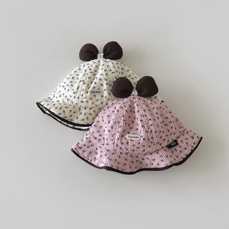 Gorro solar UV para niña – Estampado floral con lazo