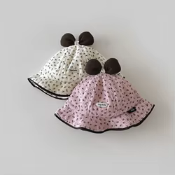 Gorro solar UV para niña – Estampado floral con lazo