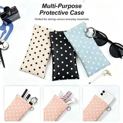 Estuche para gafas portátil con cierre automático y diseño de puntos