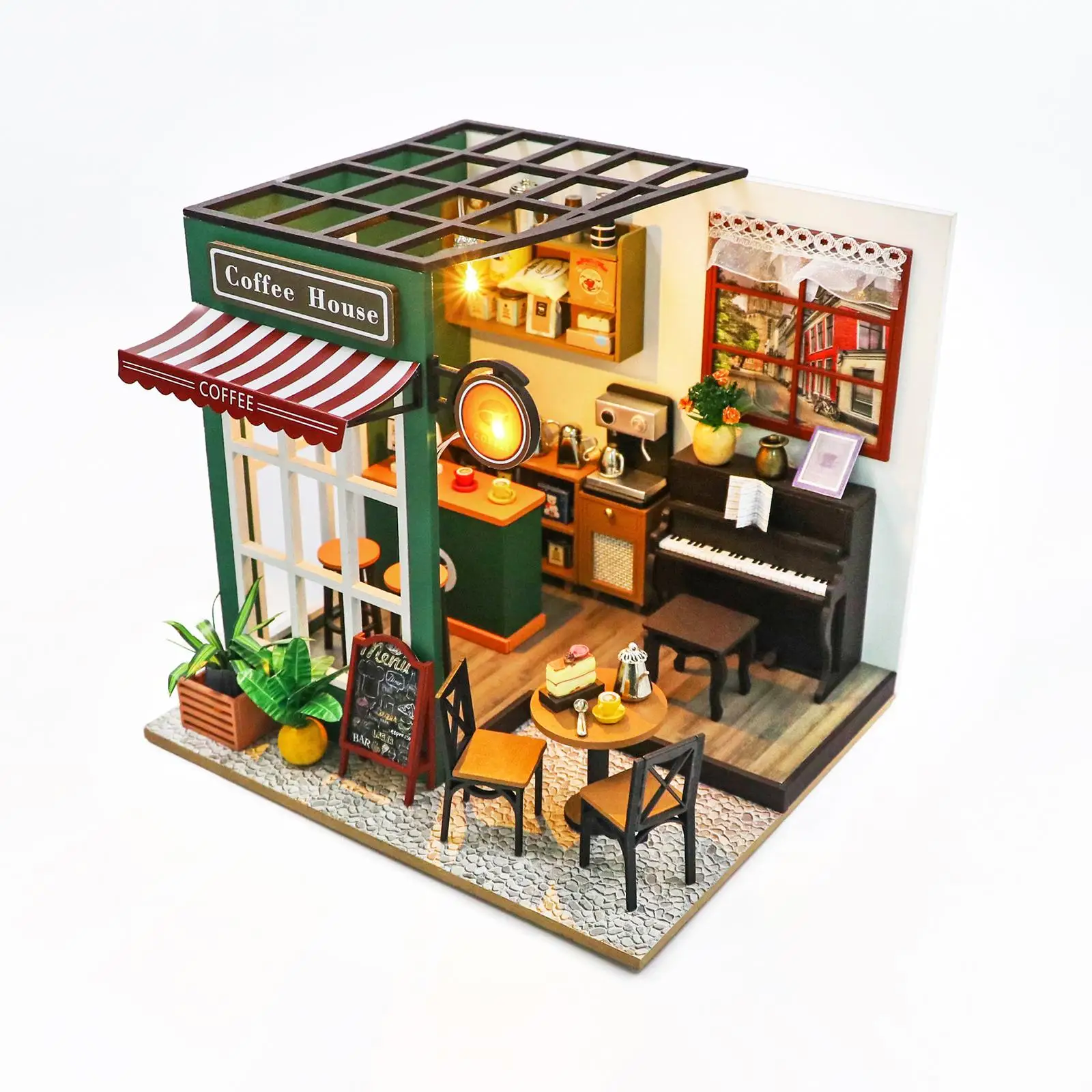 Casita de muñecas hecha a mano con muebles y cubierta antipolvo - imagen 4
