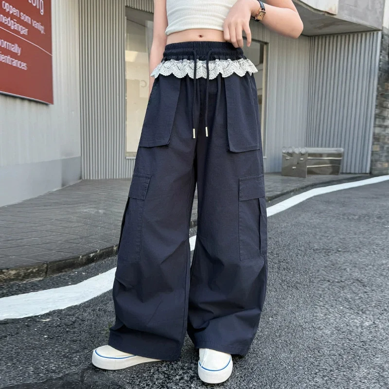Pantalones de verano con encaje para niños y niñas casuales