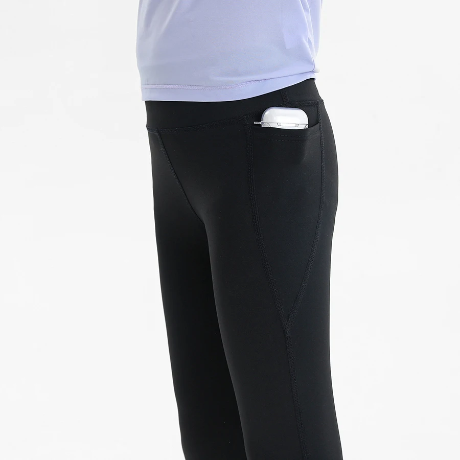 Le.ggings deportivos elásticos para niñas – Cintura alta con bolsillo - imagen 4