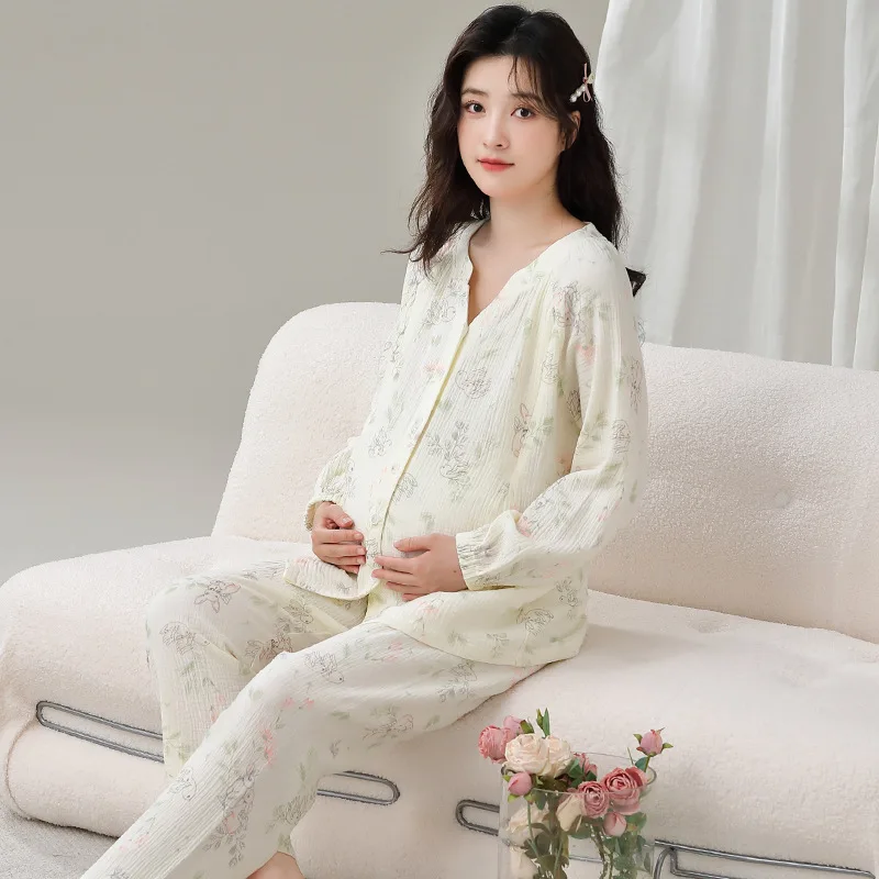 Conjunto pijama de lactancia doble gasa algodón ligero verano - imagen 4