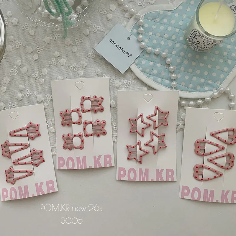 Pinzas para el cabello rosas con estrellas, estilo moderno para bebé - imagen 3