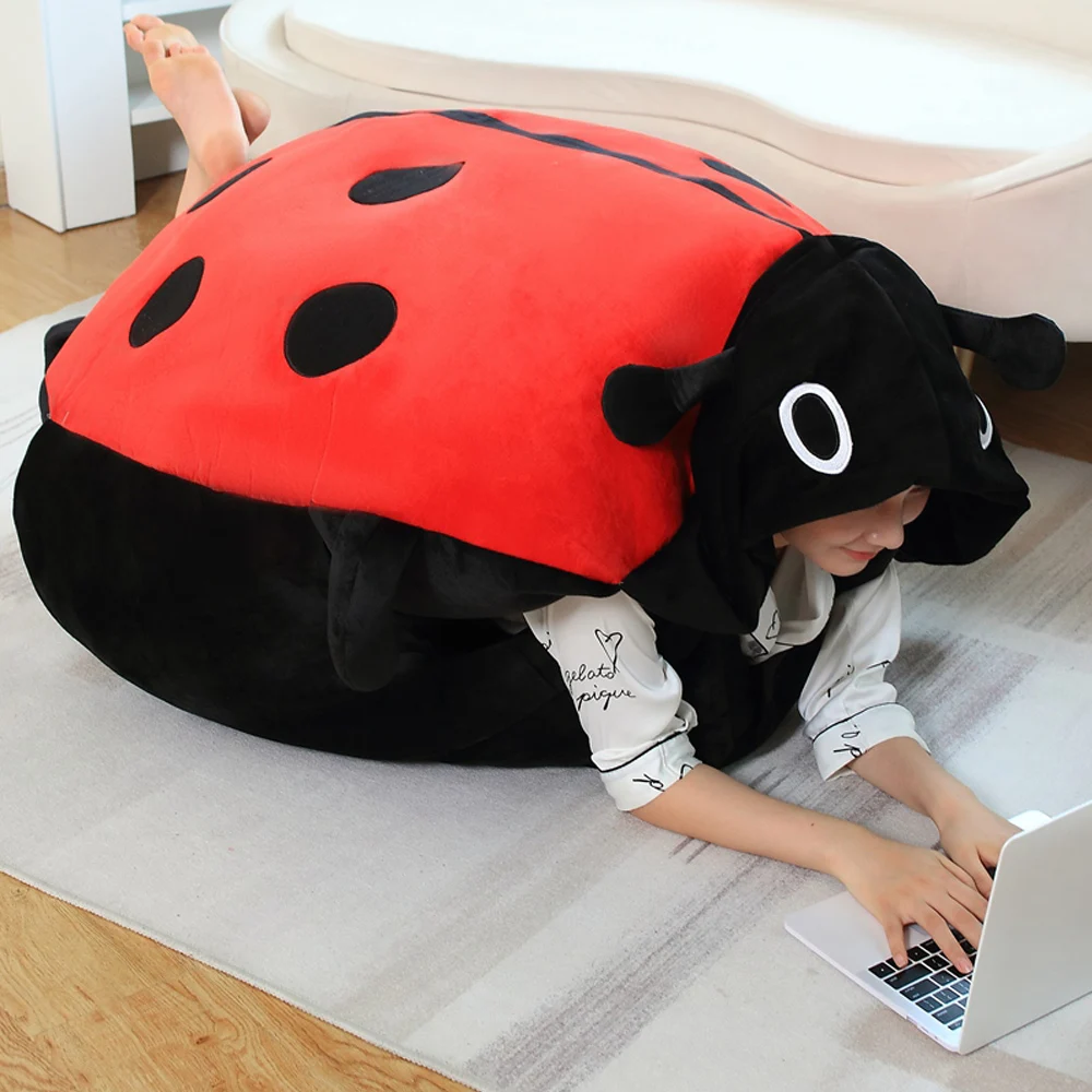 Almohada infantil de felpa con forma de escarabajo y mariquita