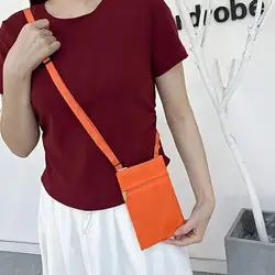 Bolso bandolera para móvil ligero de color sólido con correa