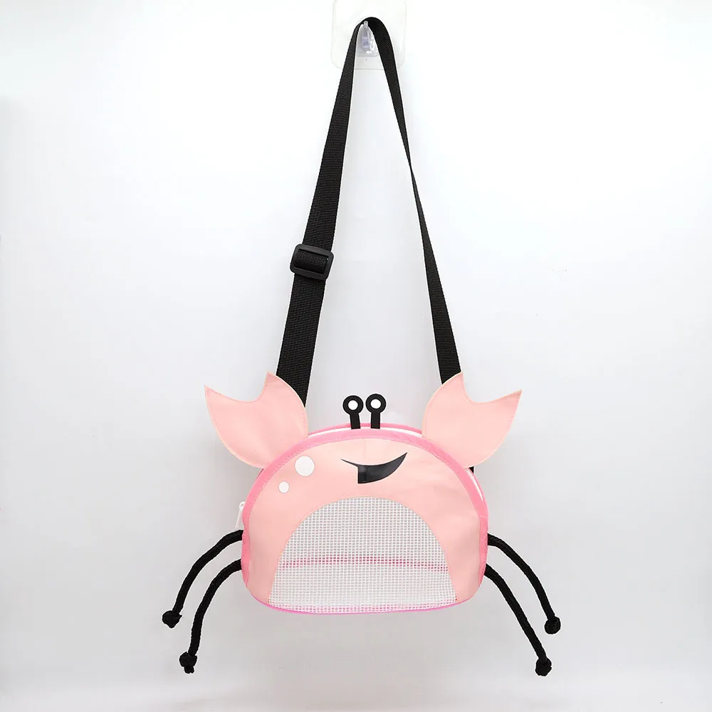 Bolsa de malla de playa para niños con cangrejo y conchas