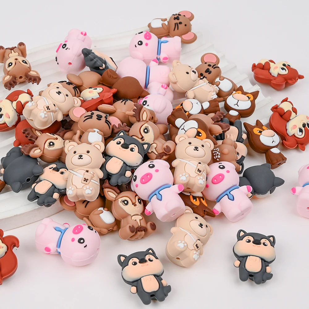 Cadena portachupetes de silicona con animales mordedores para bebé - imagen 4